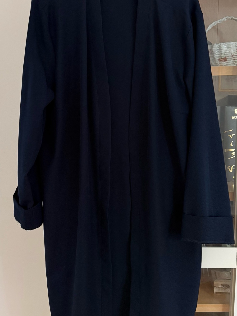 Alia Navy Open-Front Trench Coat